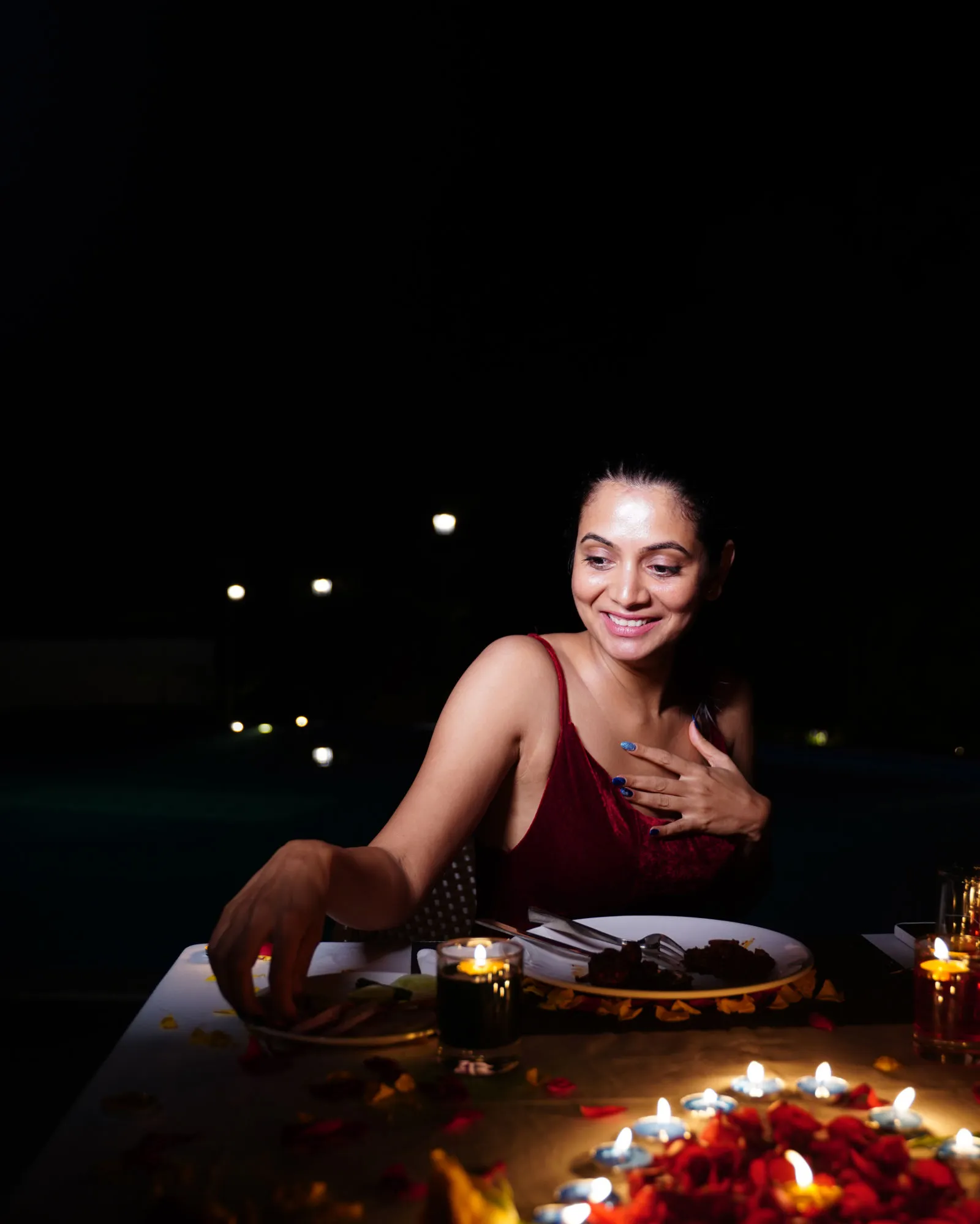 Couples Romantic Candlelit Dinner Under Gazebo